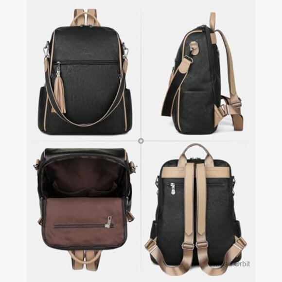 Faux Leather Backpack Purse with 12 Pockets, Convertible Shoulder Bag for Travel main image 5